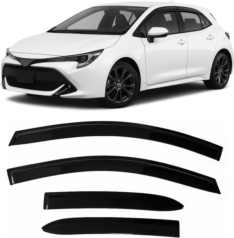Optimal Co 2019-2026 Tape-on Rain Guards for Toyota Corolla Hatchback Side Window Deflector Visors SE Nightshade XSE Durable Tinted Vent Shade 2020 2021 2022 2023 2024 2025 - Image 1